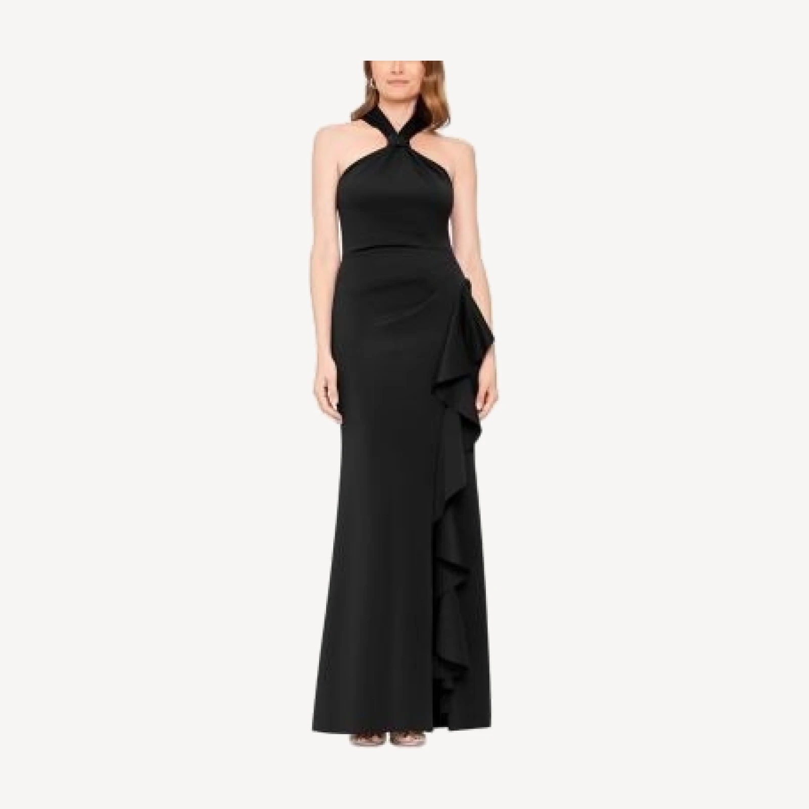 Aqua Knot Neck Pleated Waist Gown - Exclusive
