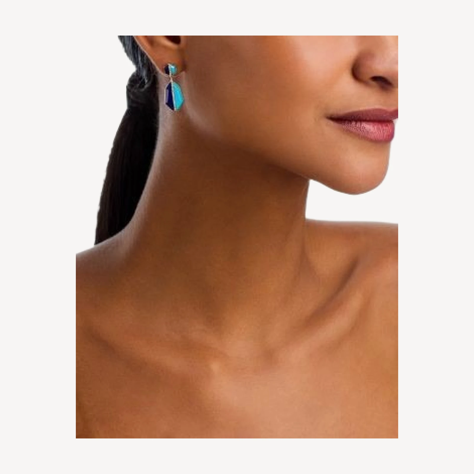 Bloomingdale's Fine Collection Lapis Lazuli, Turquoise & Diamond Geometric Drop Earrings in 14K Yellow Gold