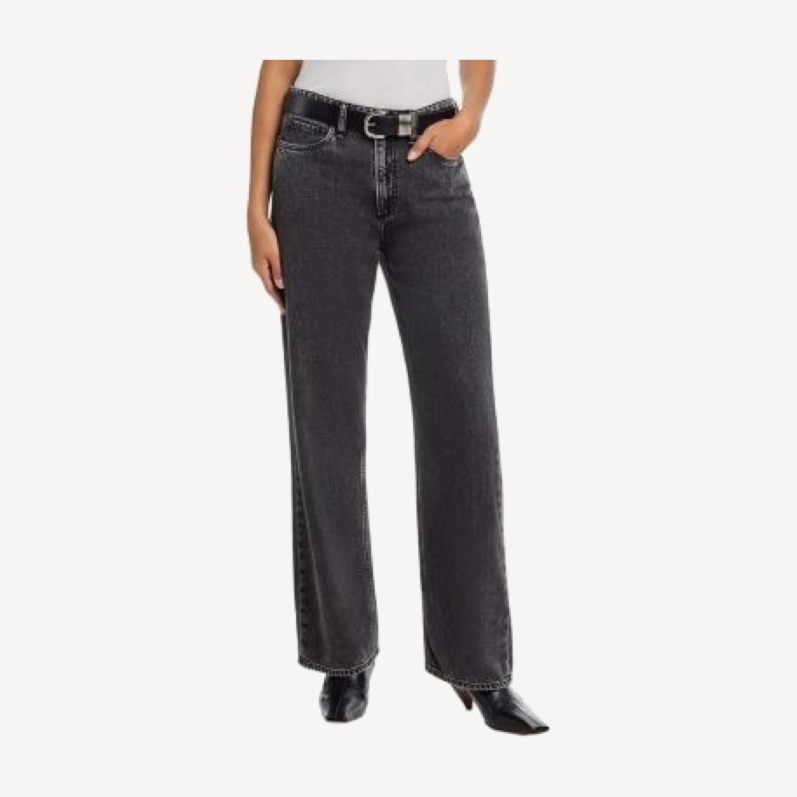 rag & bone Logan Featherweight High Rise Wide Leg Jeans in Anglique