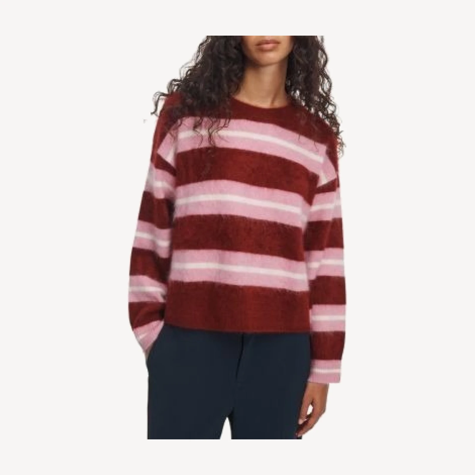 rag & bone Jada Brushed Cashmere Striped Crewneck Sweater