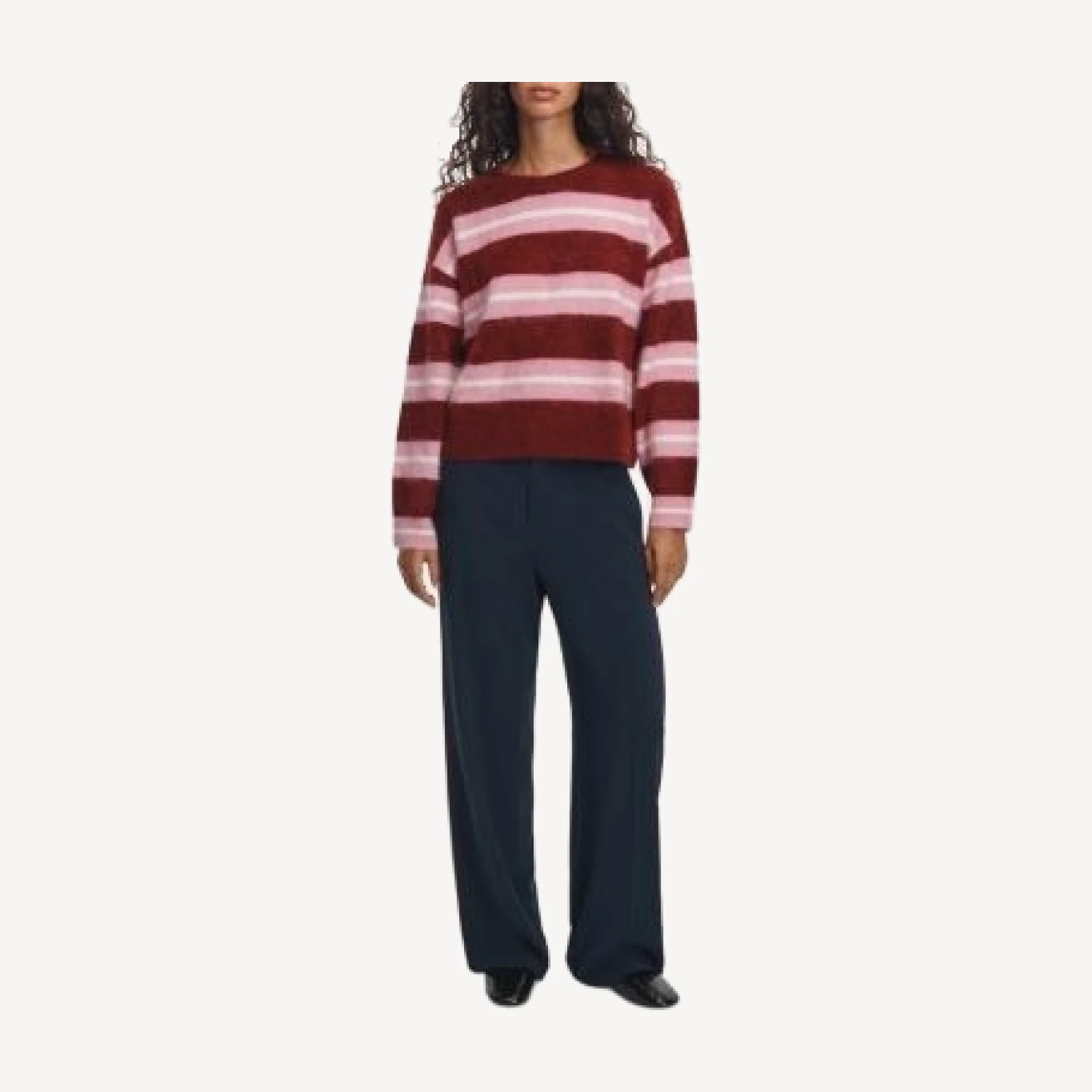 rag & bone Jada Brushed Cashmere Striped Crewneck Sweater