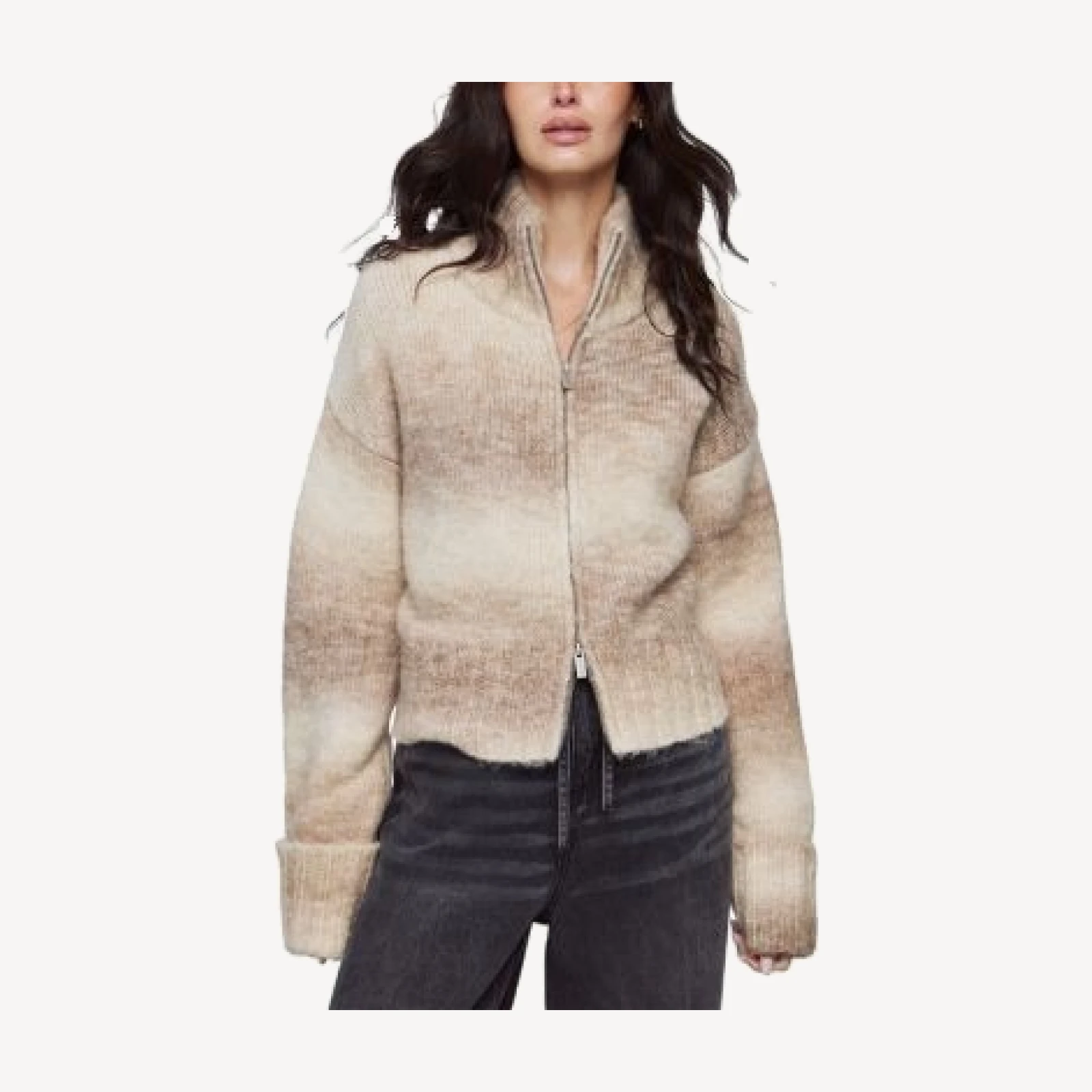 Splendid Jordan Mock Neck Two Zip Cardigan Sweater