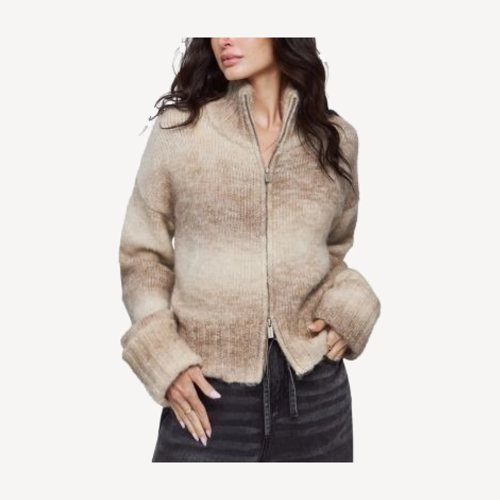 Splendid Jordan Mock Neck Two Zip Cardigan Sweater