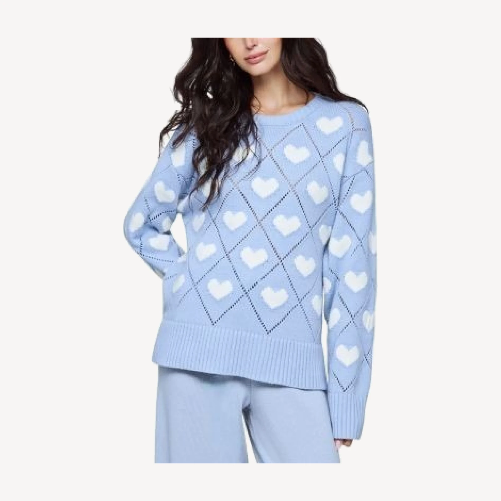 Splendid Pointelle Knit Heart Sweater