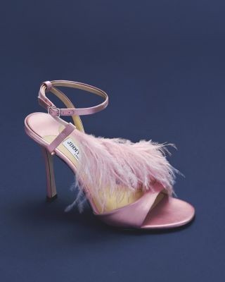 Jimmy Choo Women's Lula 100 Satin Feather Stiletto Sandals - Exclusive