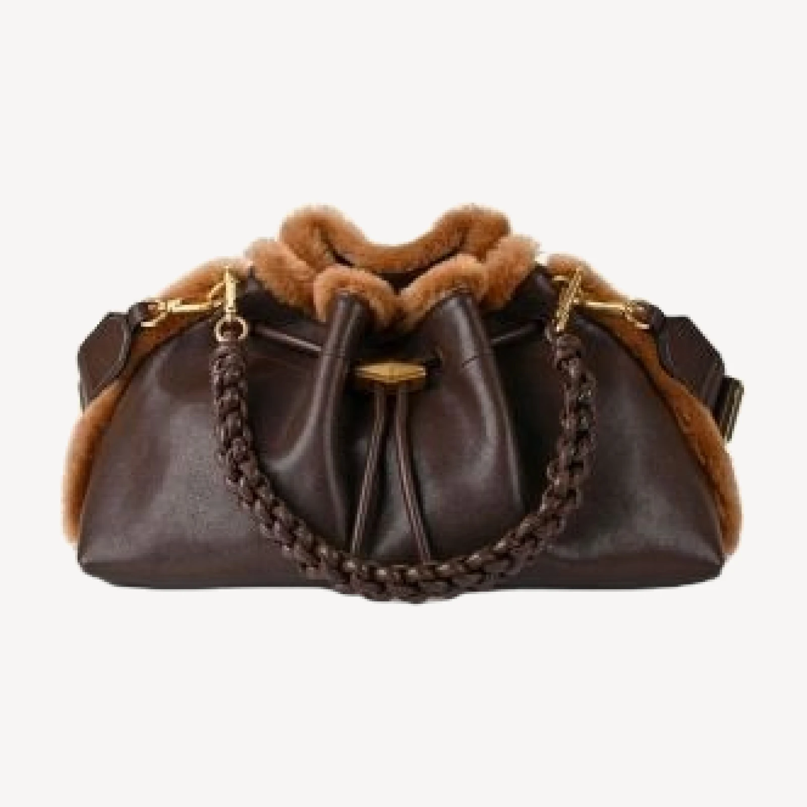 Jimmy Choo Bon Bon Leather & Shearling Bucket Bag