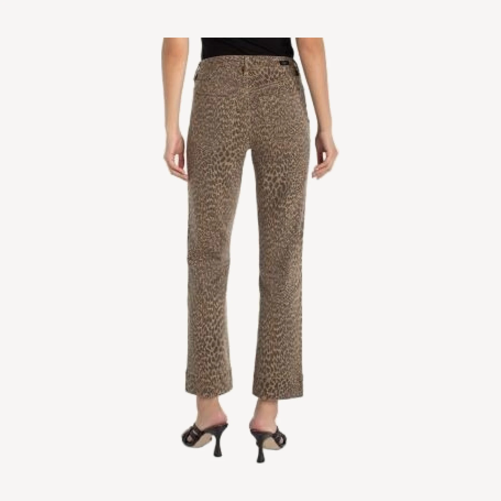 Liverpool Los Angeles Kennedy Mid Rise Straight Jeans in Khaki Abstract Animal