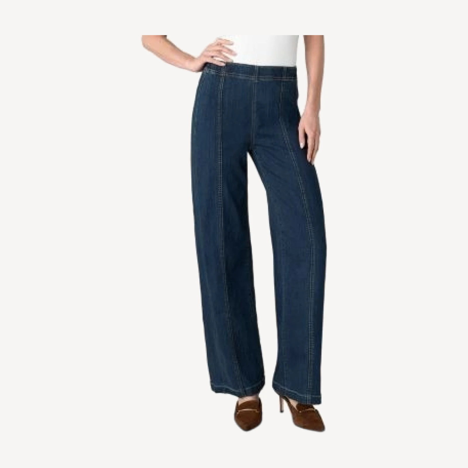 Liverpool Los Angeles High Rise Pull On Wide Leg Jeans in Crosswind