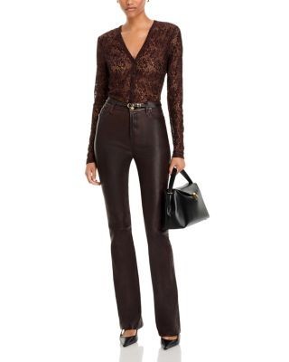 Frame Lace Cameo Sheer Button Front Top