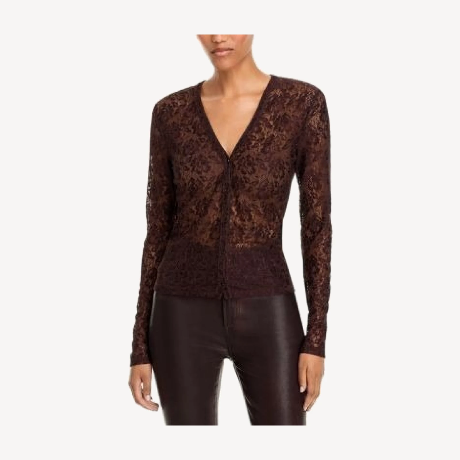 Frame Lace Cameo Sheer Button Front Top