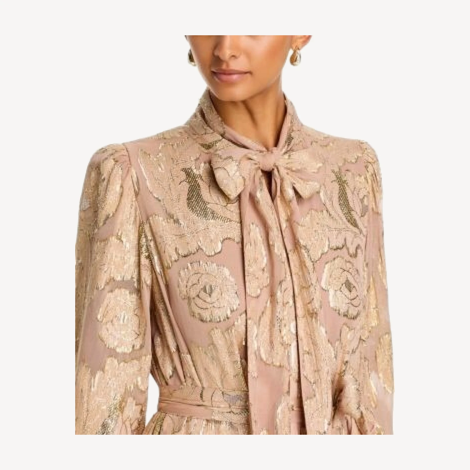 Kobi Halperin Rian Metallic Floral Tiered Maxi Dress