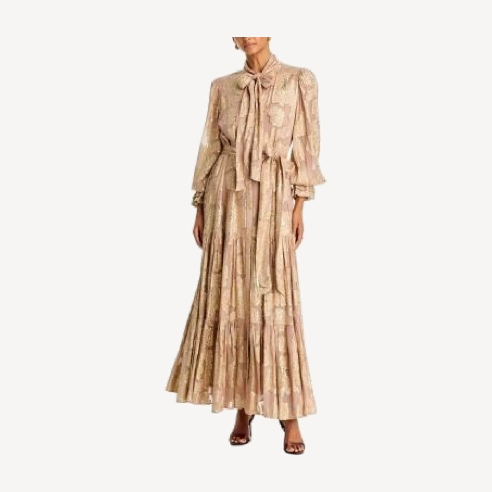 Kobi Halperin Rian Metallic Floral Tiered Maxi Dress