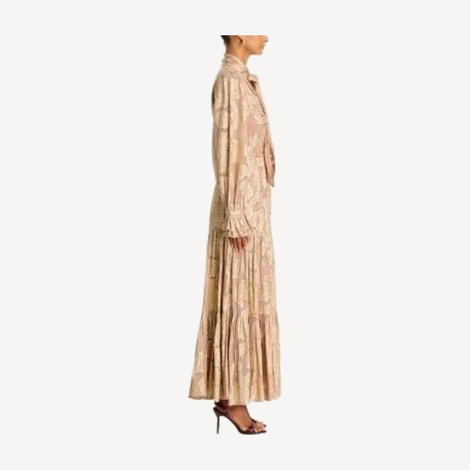Kobi Halperin Rian Metallic Floral Tiered Maxi Dress