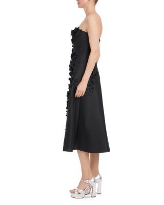 Badgley Mischka Floral Embellished Velvet Evening Gown