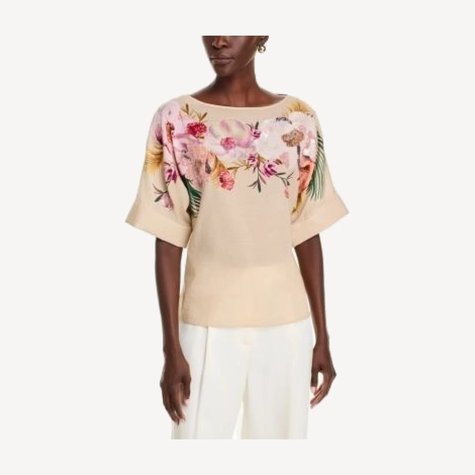 Kobi Halperin Marina Beaded Cotton Boat Neck Blouse