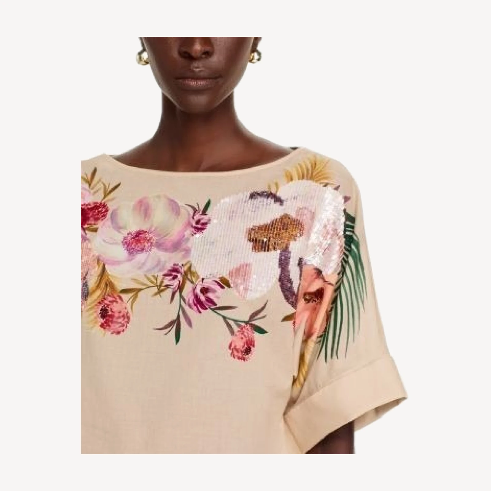 Kobi Halperin Marina Beaded Cotton Boat Neck Blouse