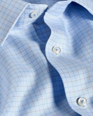 David Donahue Trim Fit Twill Check Dress Shirt
