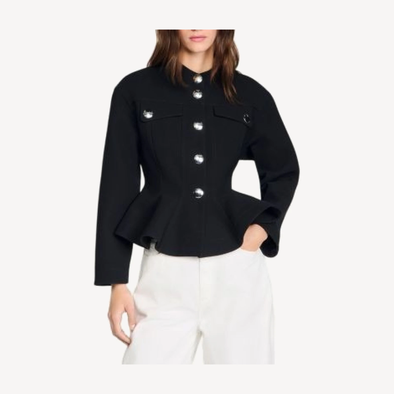 Sandro Cropped Ruffle Peplum Jacket