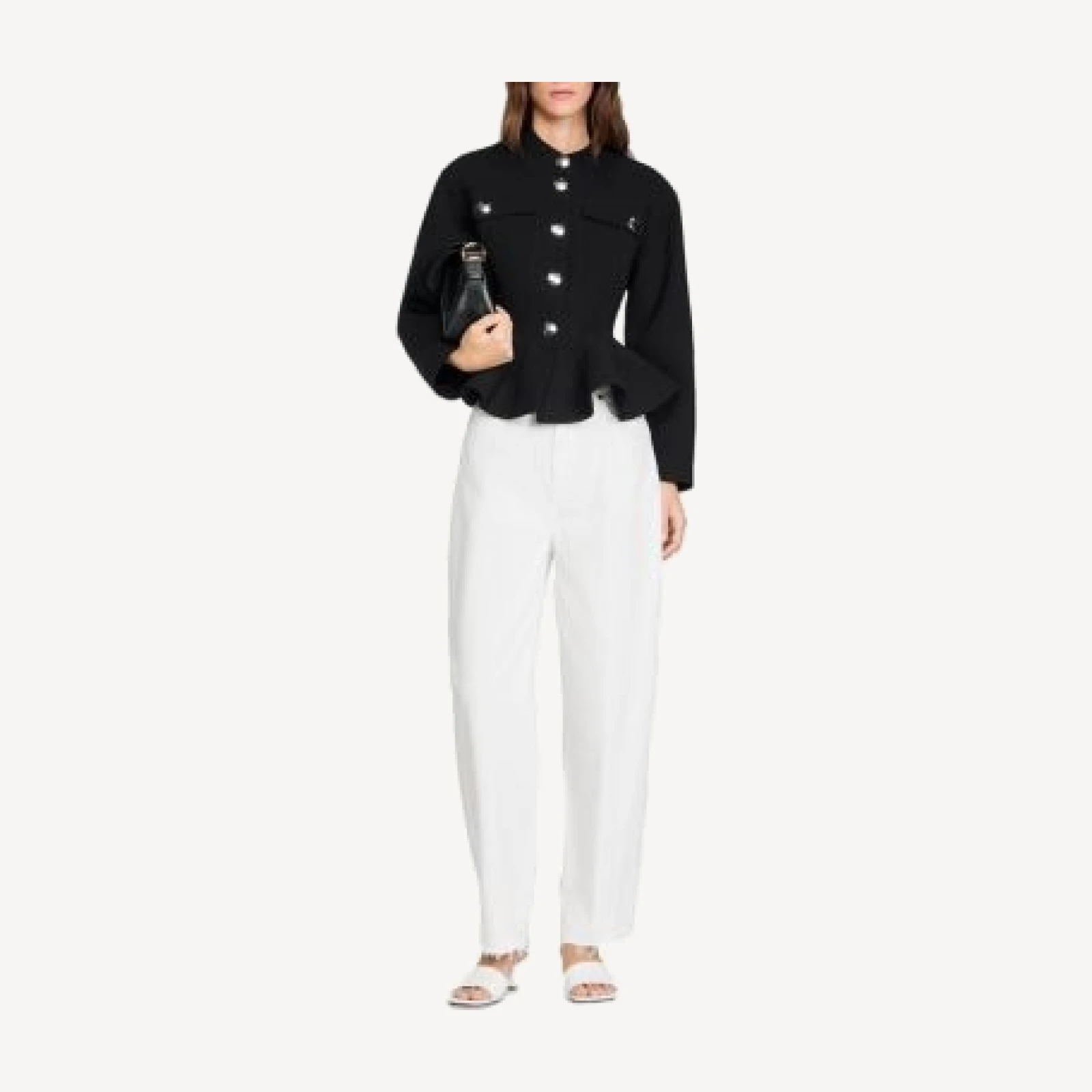 Sandro Cropped Ruffle Peplum Jacket