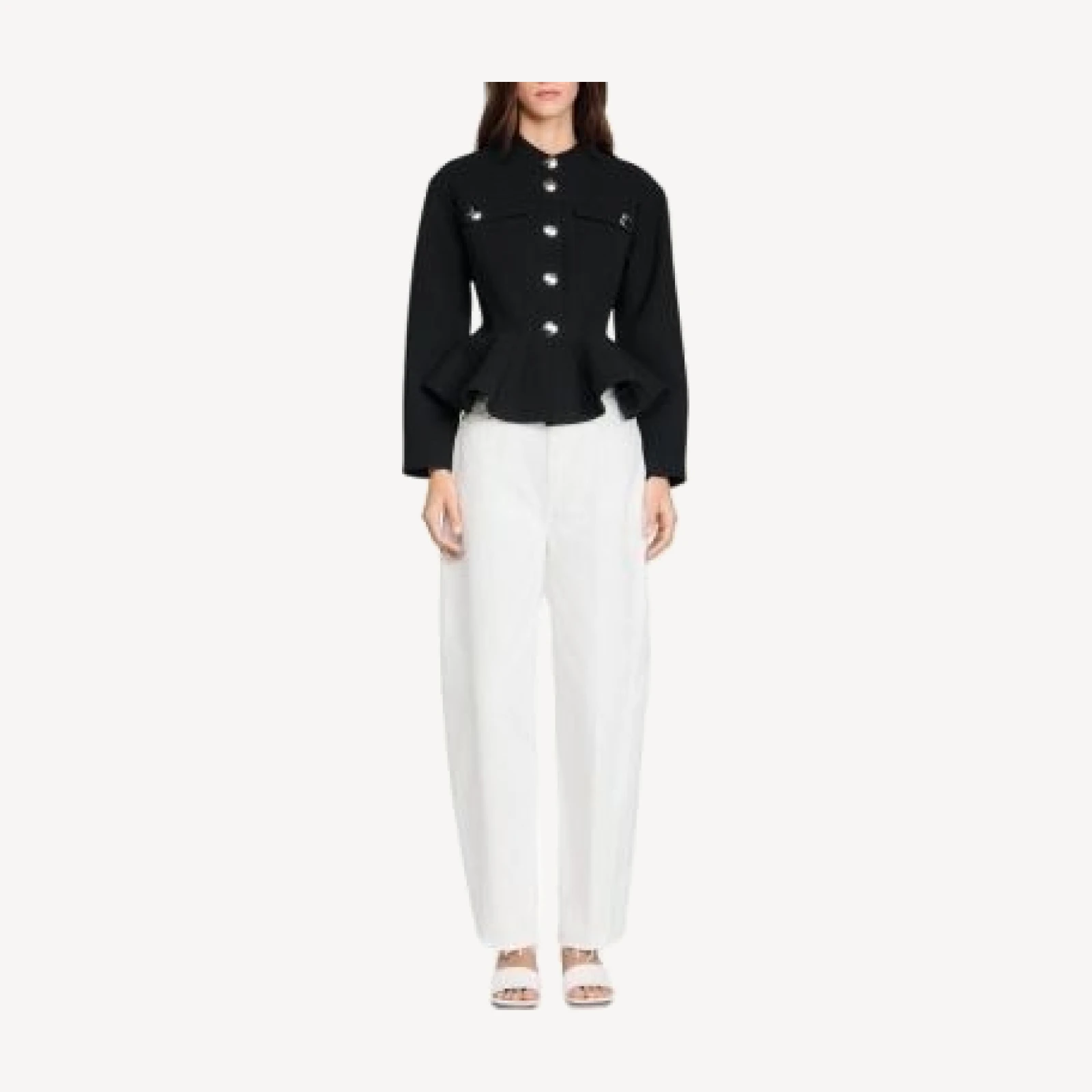 Sandro Cropped Ruffle Peplum Jacket
