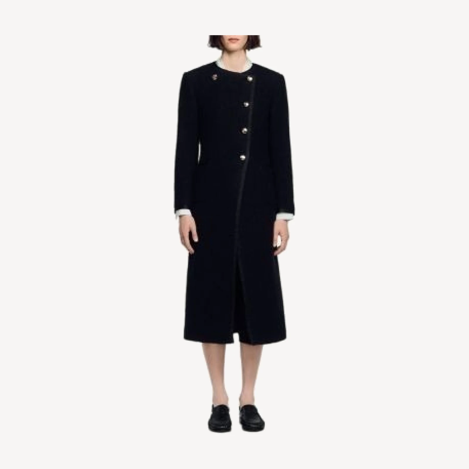Sandro Saywer Asymmetrical Tweed Coat