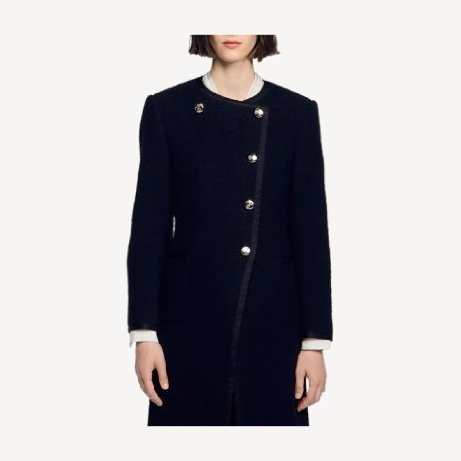 Sandro Saywer Asymmetrical Tweed Coat