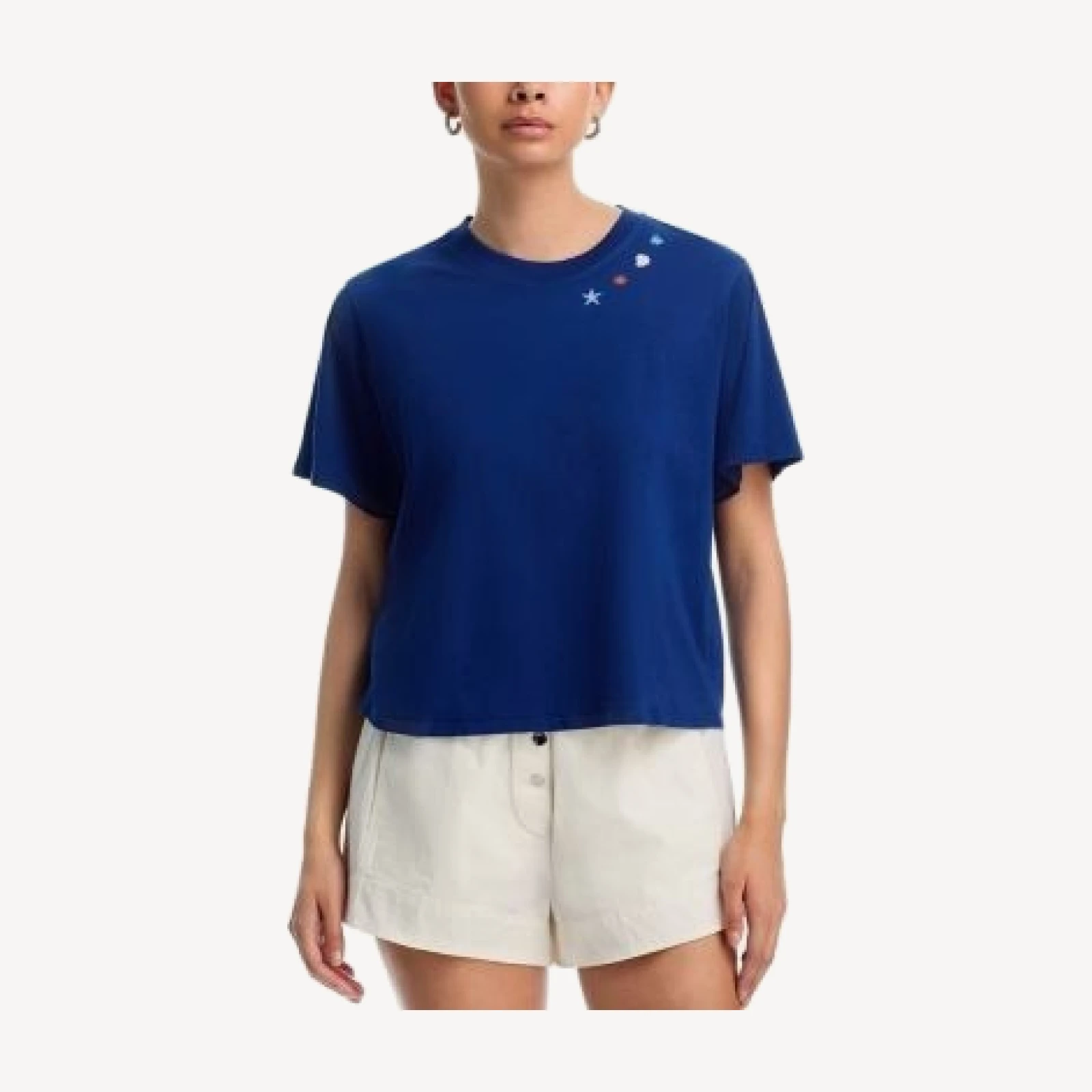 Aqua Haley Seashell Boxy Crop Tee - Exclusive