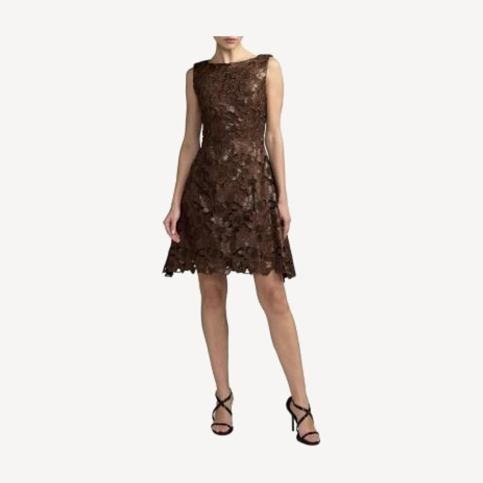 Mac Duggal Floral Embroidered Leather Mini Dress