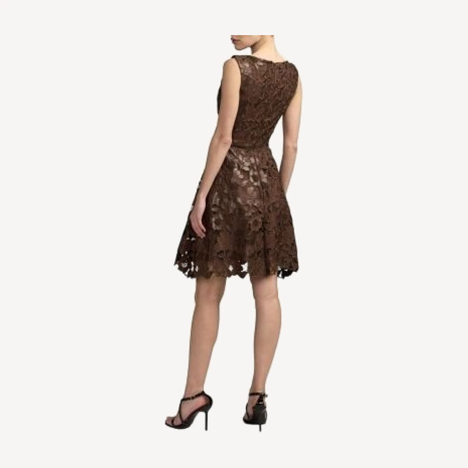 Mac Duggal Floral Embroidered Leather Mini Dress