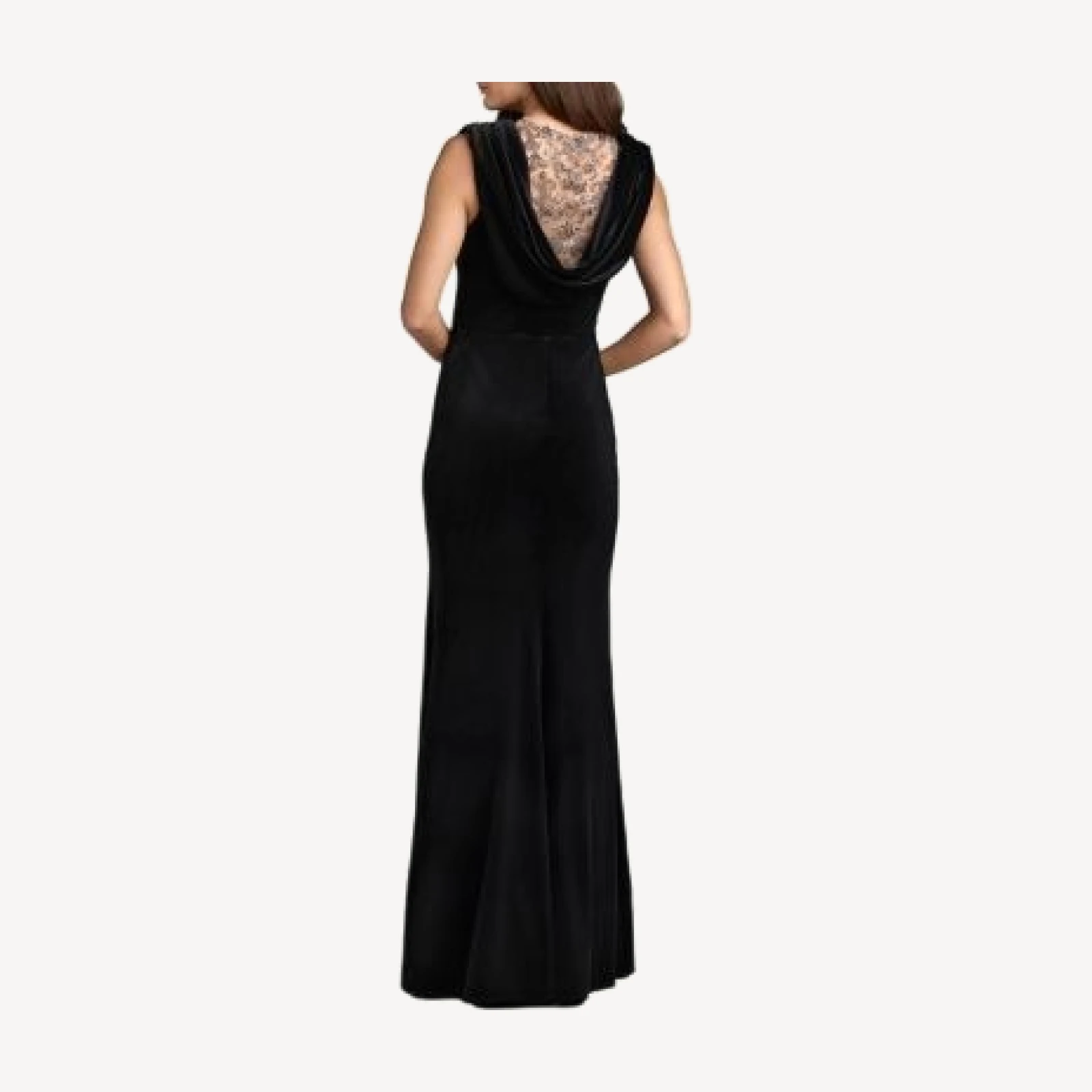 Mac Duggal Velvet Cowl Gown With Sheer Beaded Neckline