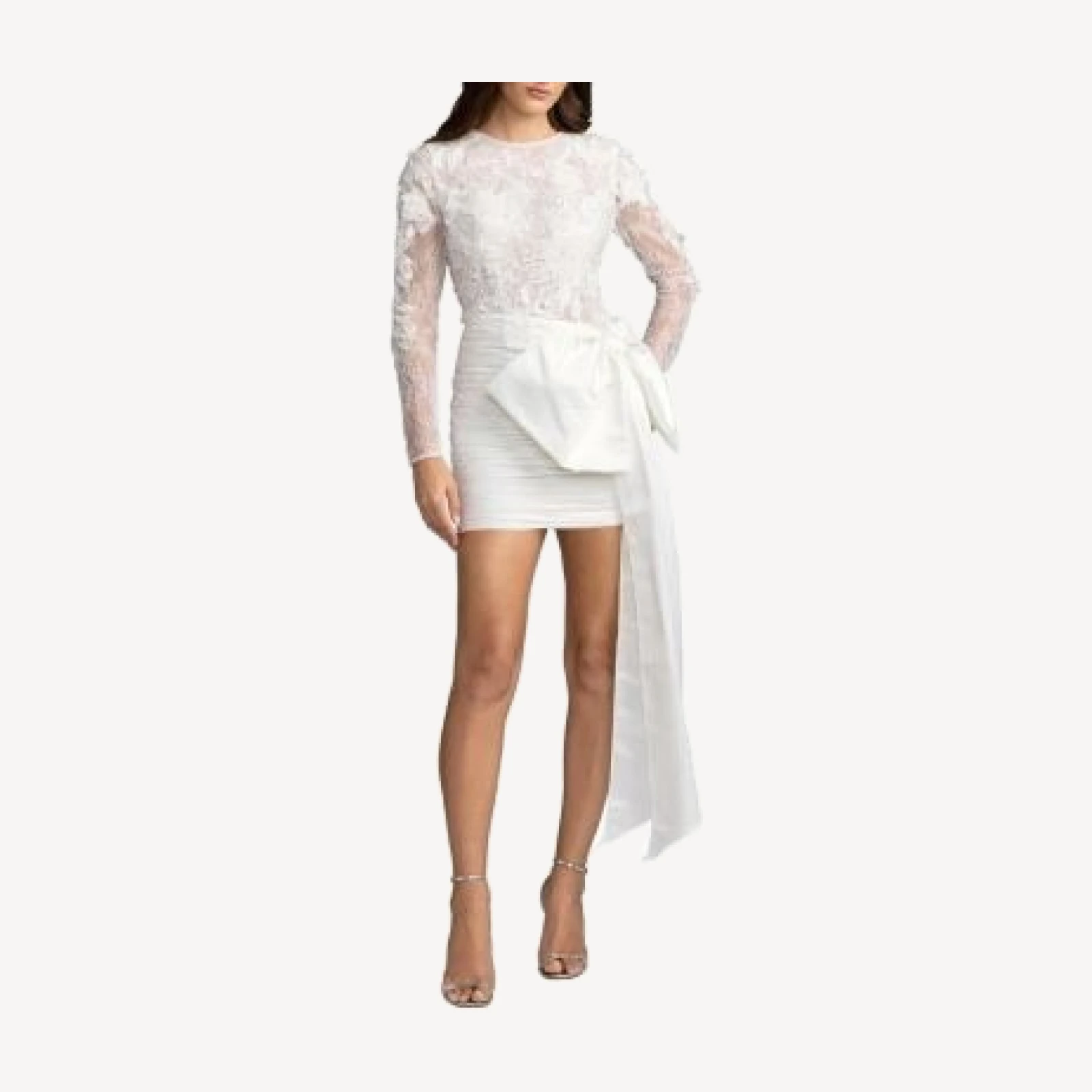 Mac Duggal Embroidered Long Sleeve Taffeta Mini Dress