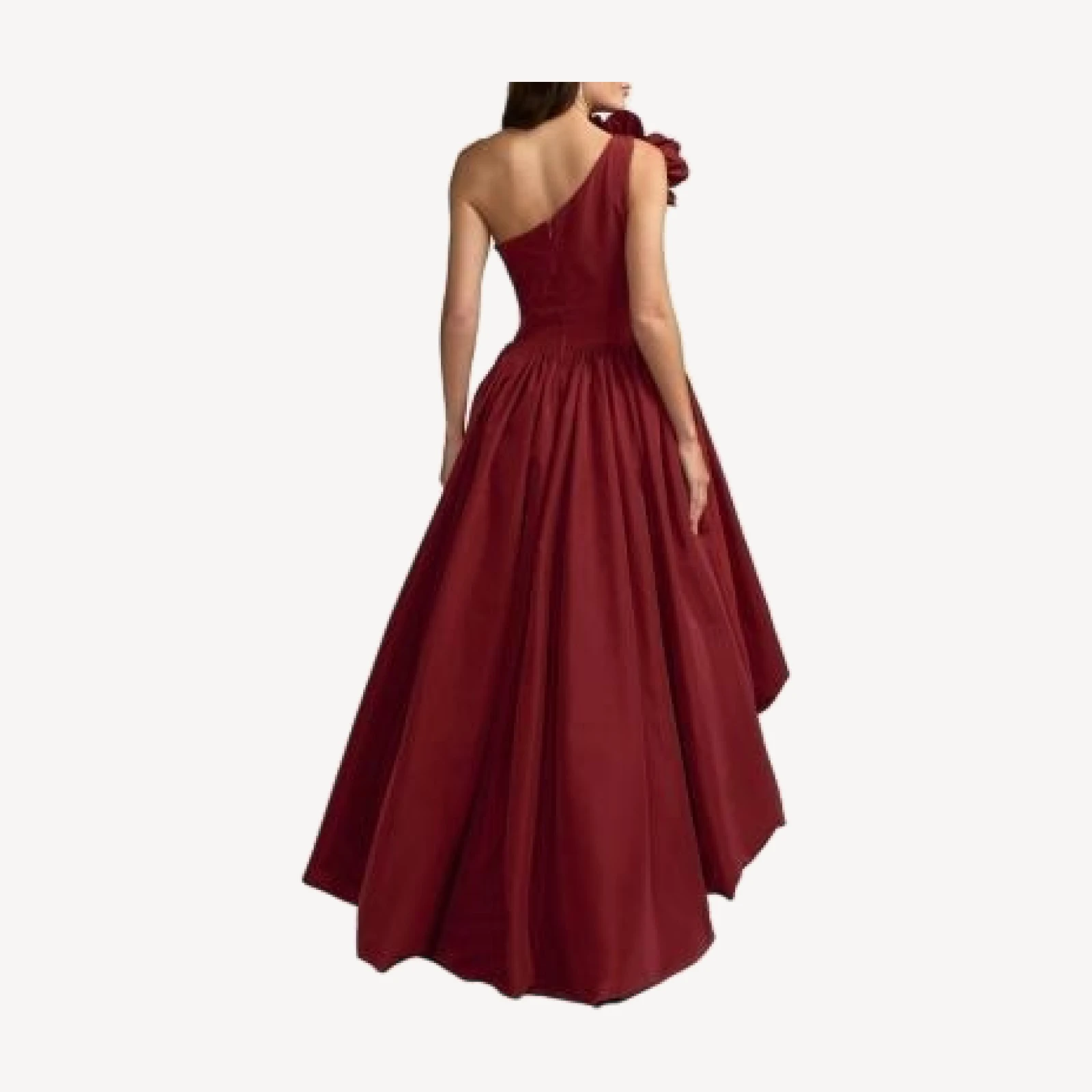 Mac Duggal One Shoulder High Low Gown With 3D Flower