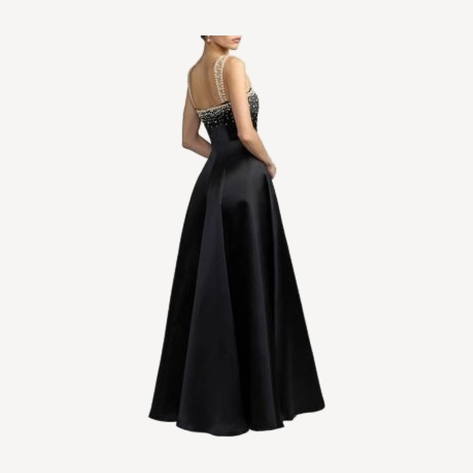 Mac Duggal Petite Pearl Embellished Satin A-Line Gown