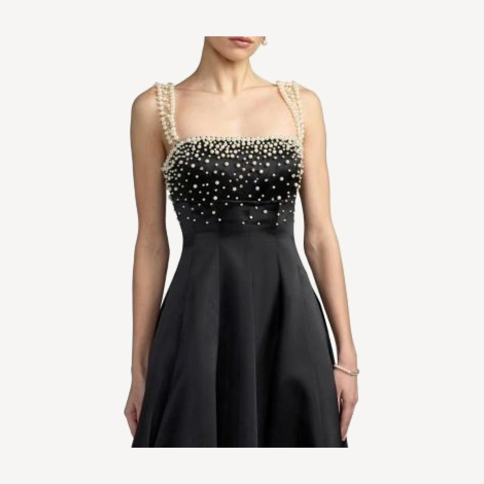 Mac Duggal Petite Pearl Embellished Satin A-Line Gown