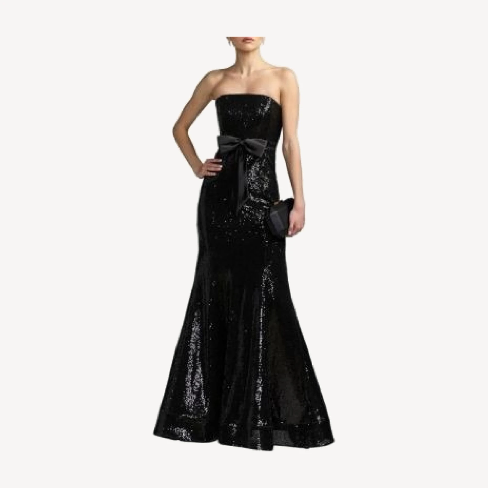 Mac Duggal Petite Strapless Sequin Bow Trumpet Gown