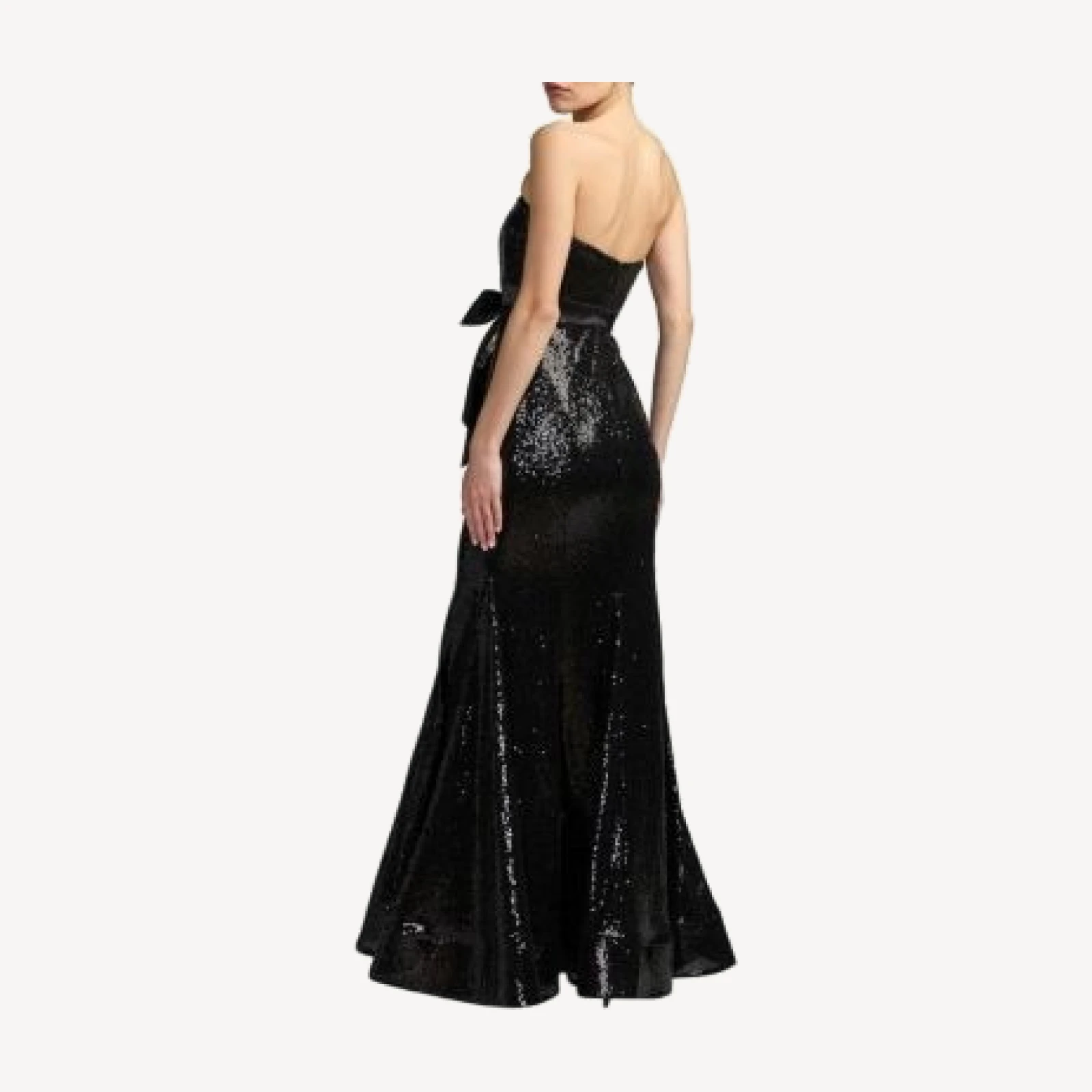 Mac Duggal Petite Strapless Sequin Bow Trumpet Gown