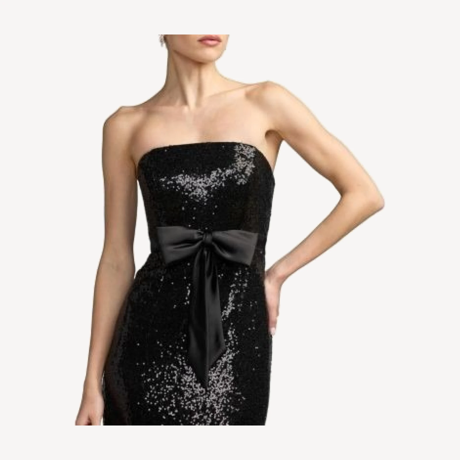 Mac Duggal Petite Strapless Sequin Bow Trumpet Gown