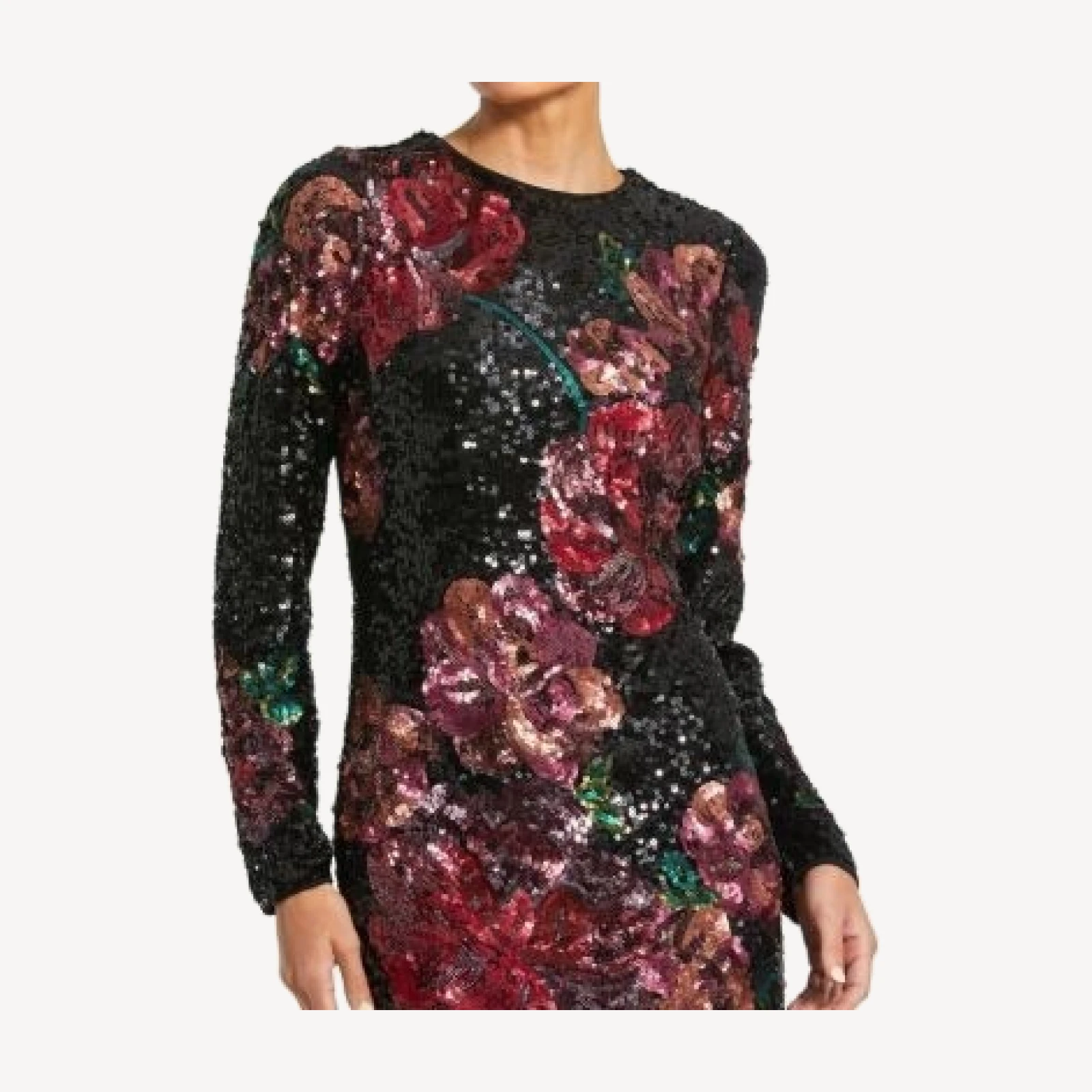 Mac Duggal Floral Sequin Embellished Mini Dress