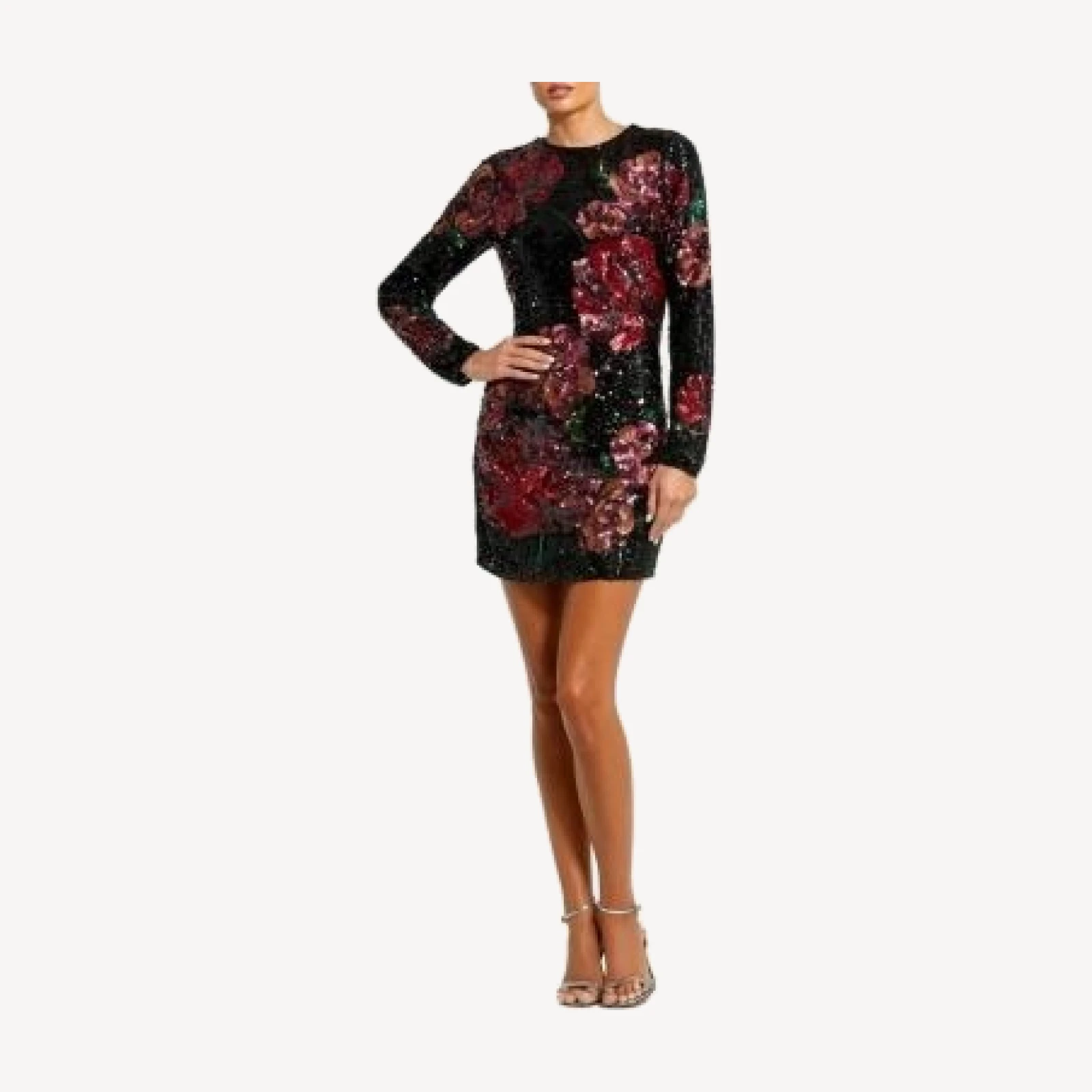Mac Duggal Floral Sequin Embellished Mini Dress