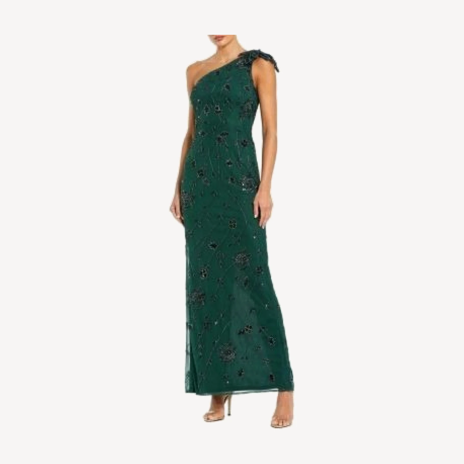 Mac Duggal Floral Embellished One Shoulder Fitted Gown