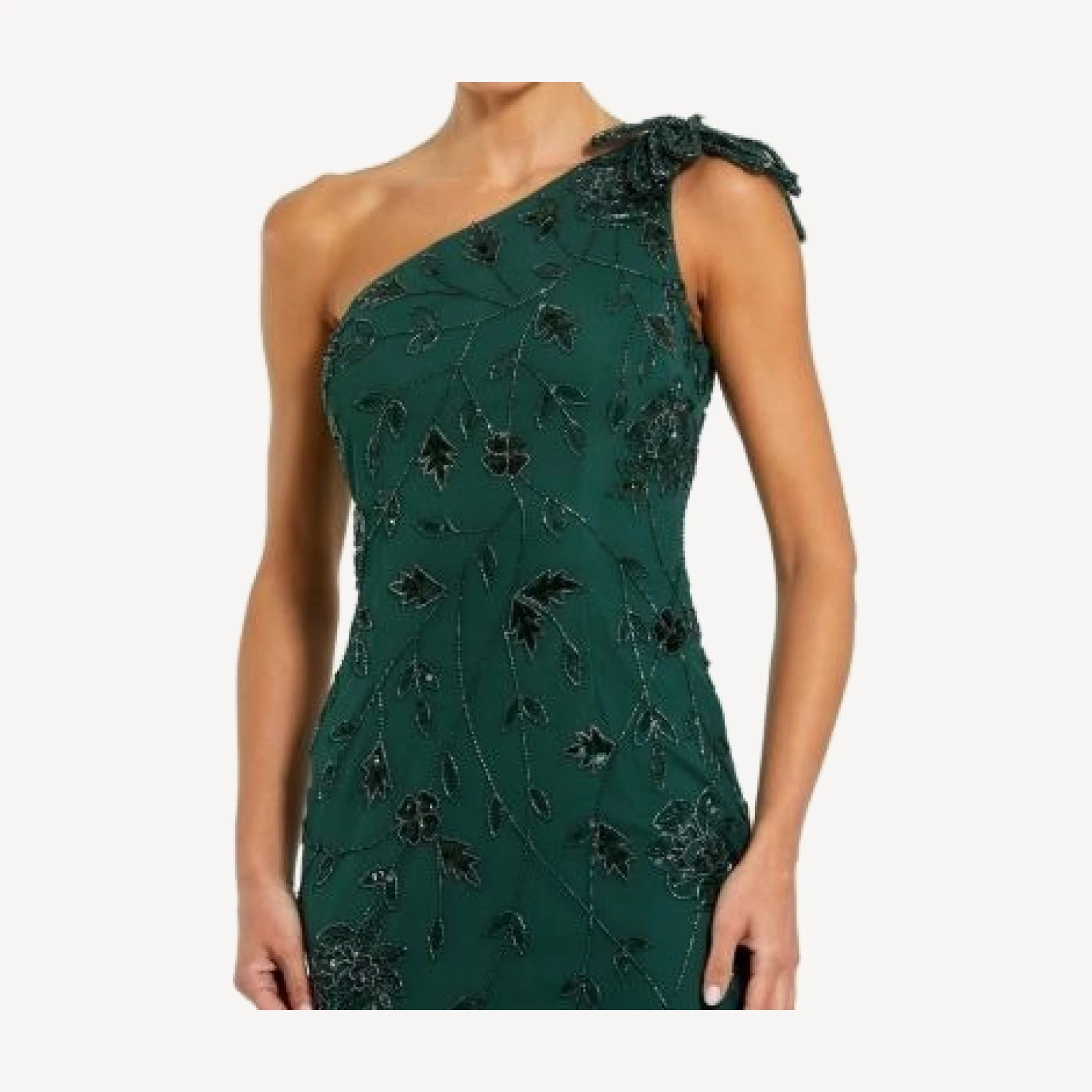 Mac Duggal Floral Embellished One Shoulder Fitted Gown