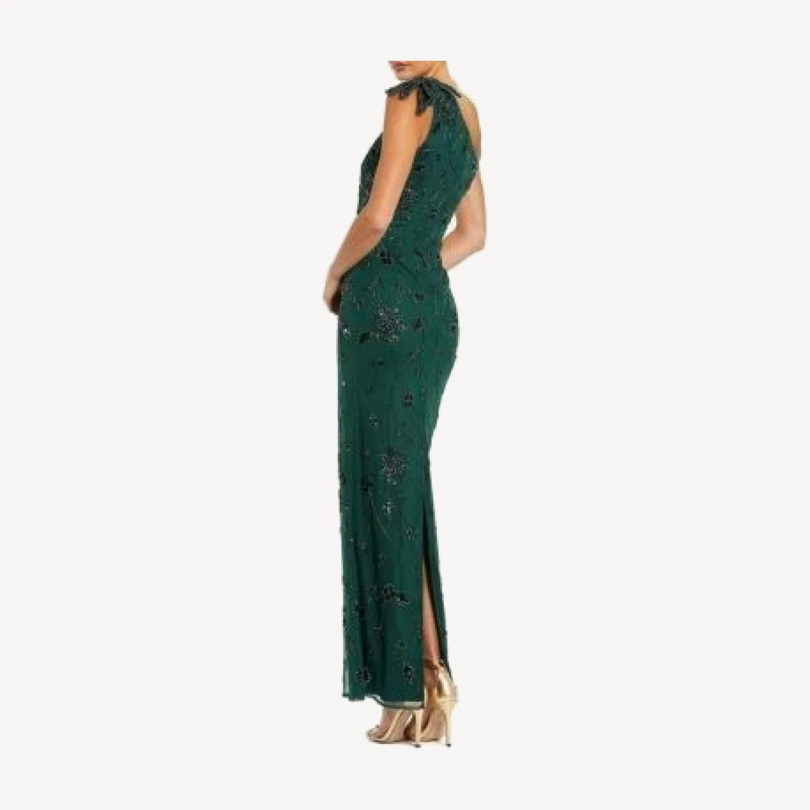 Mac Duggal Floral Embellished One Shoulder Fitted Gown