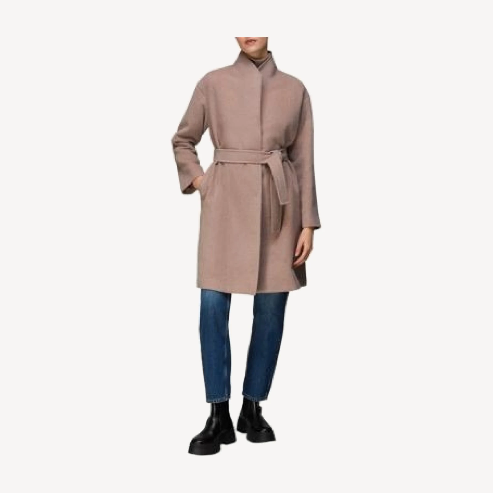 Whistles Clara Funnel Neck Belted Coat
