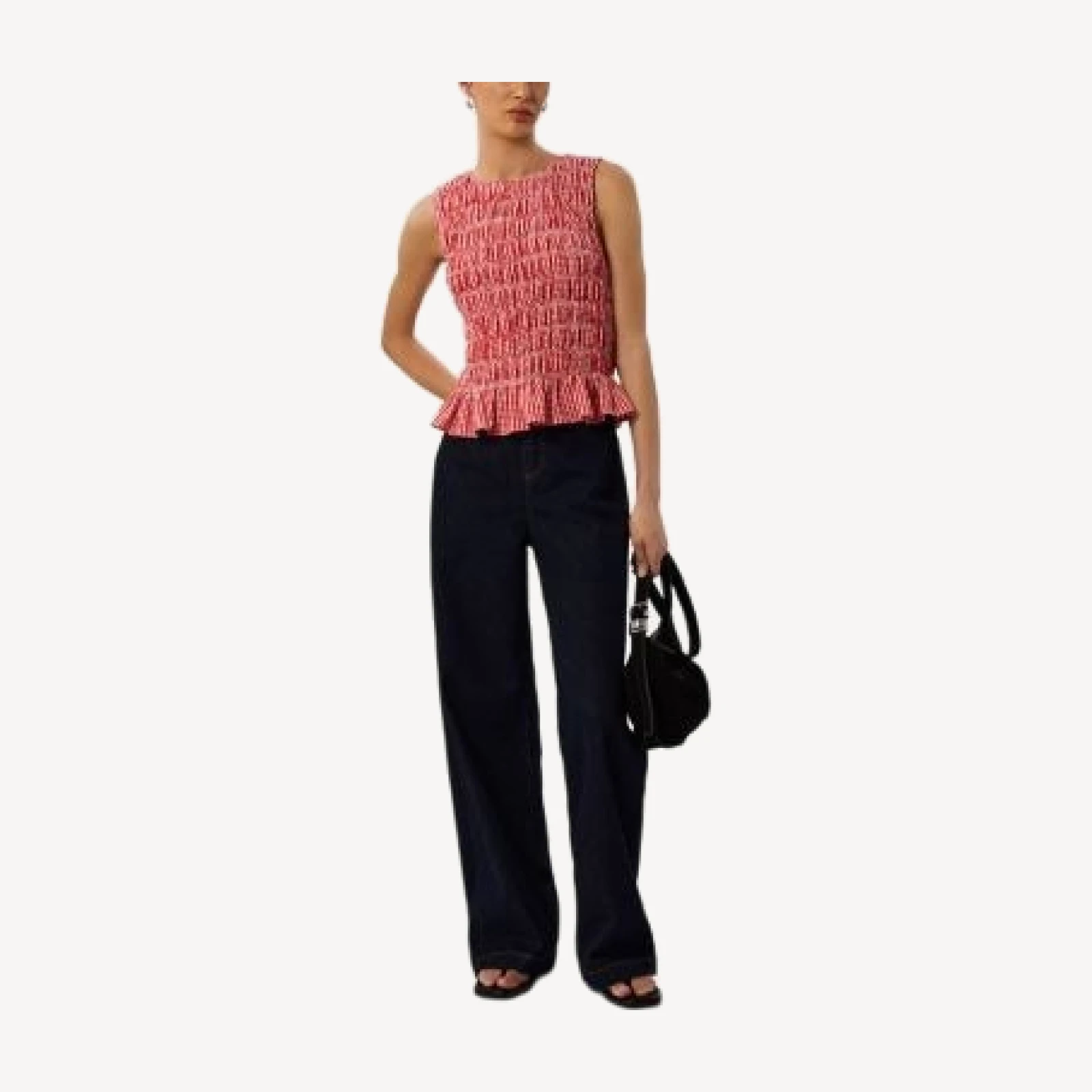 Whistles Gingham Shirred Top