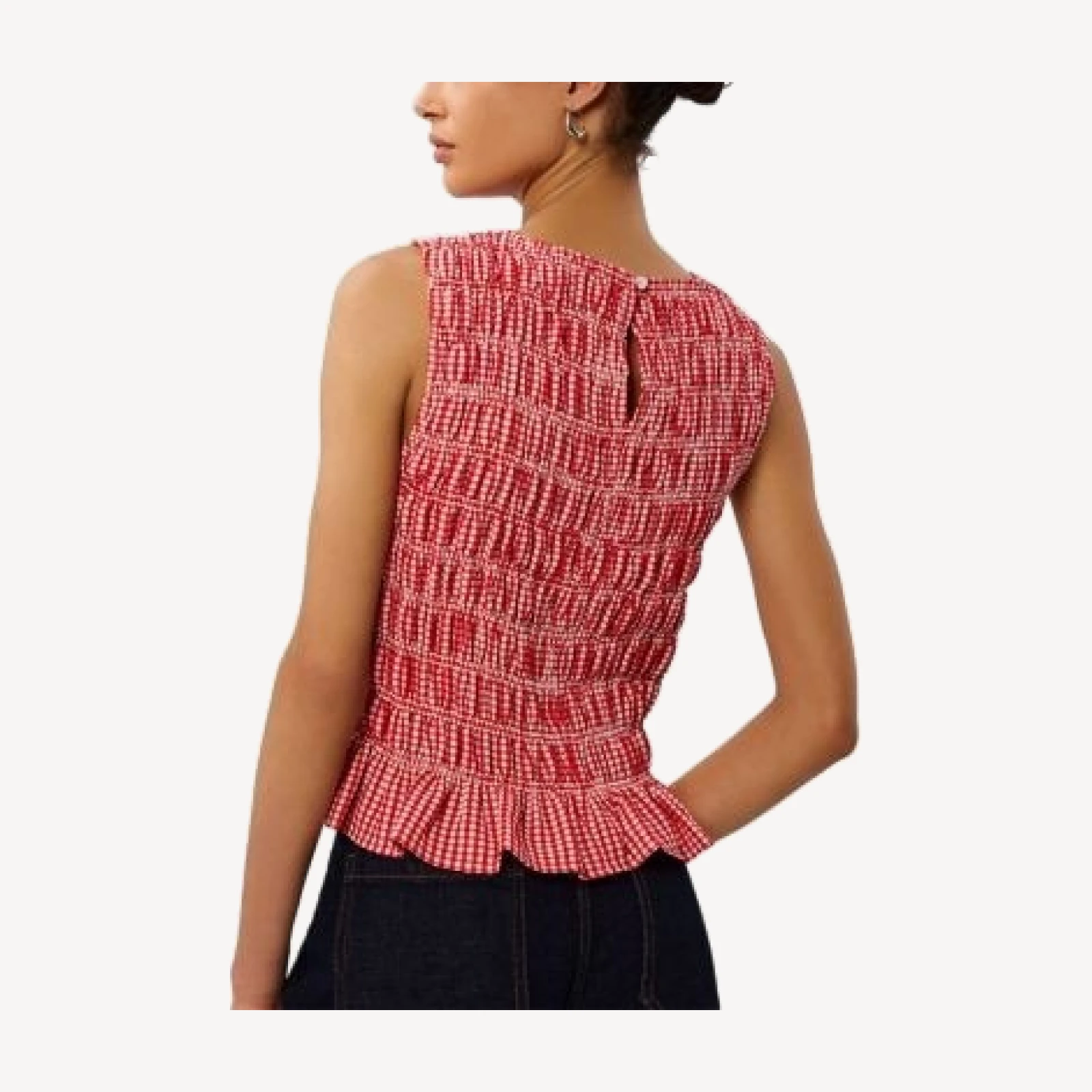 Whistles Gingham Shirred Top