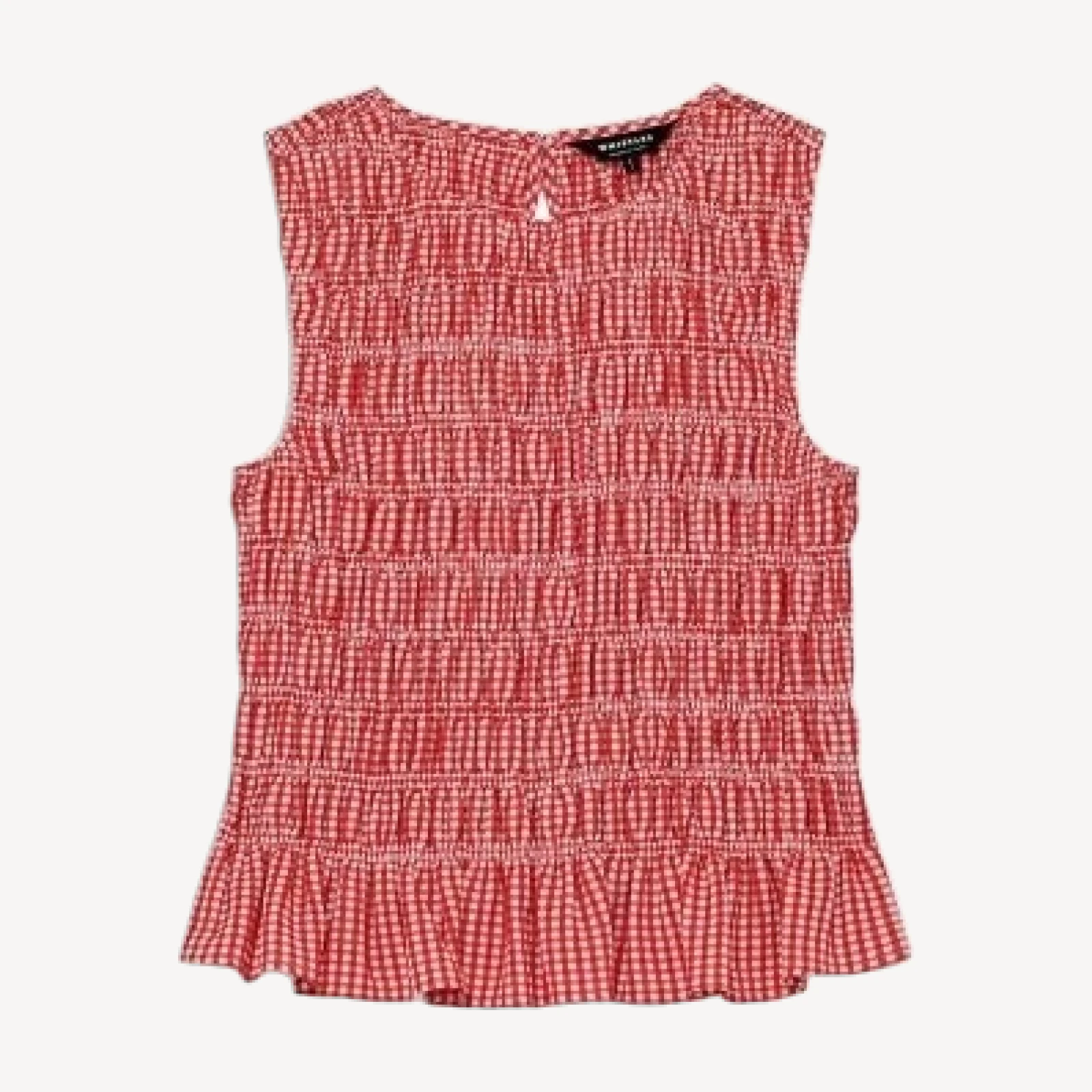 Whistles Gingham Shirred Top
