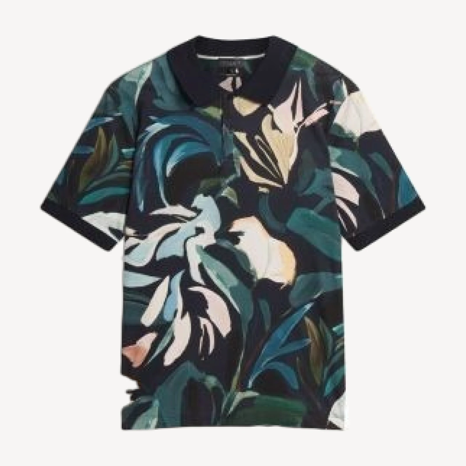 Ted Baker Kivem Floral Print Pure Cotton Polo Shirt