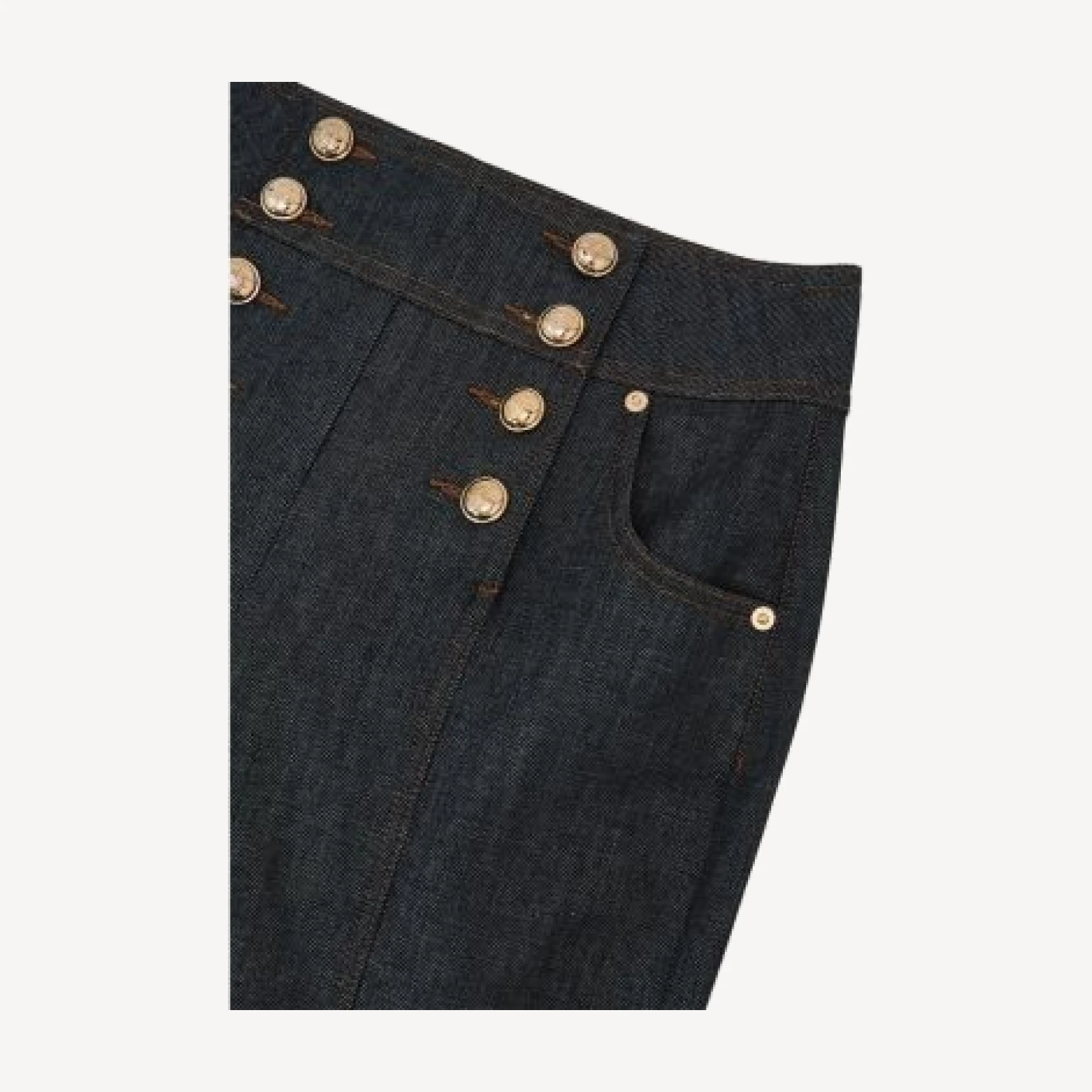 Reiss Petites Skylar Button Detail Flared Jeans in Dark Blue