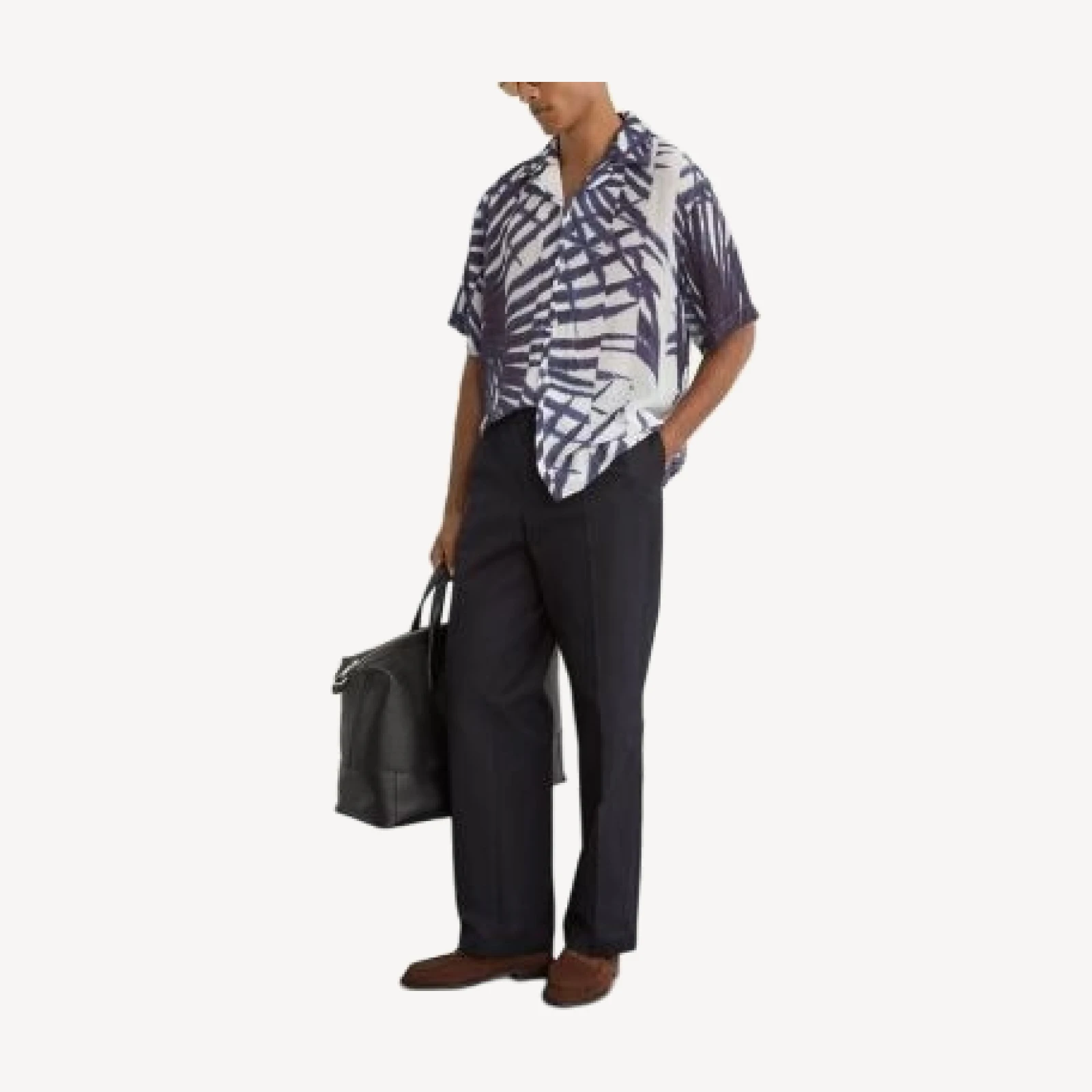 Reiss Shindora Cuban Collar Palm Print Shirt