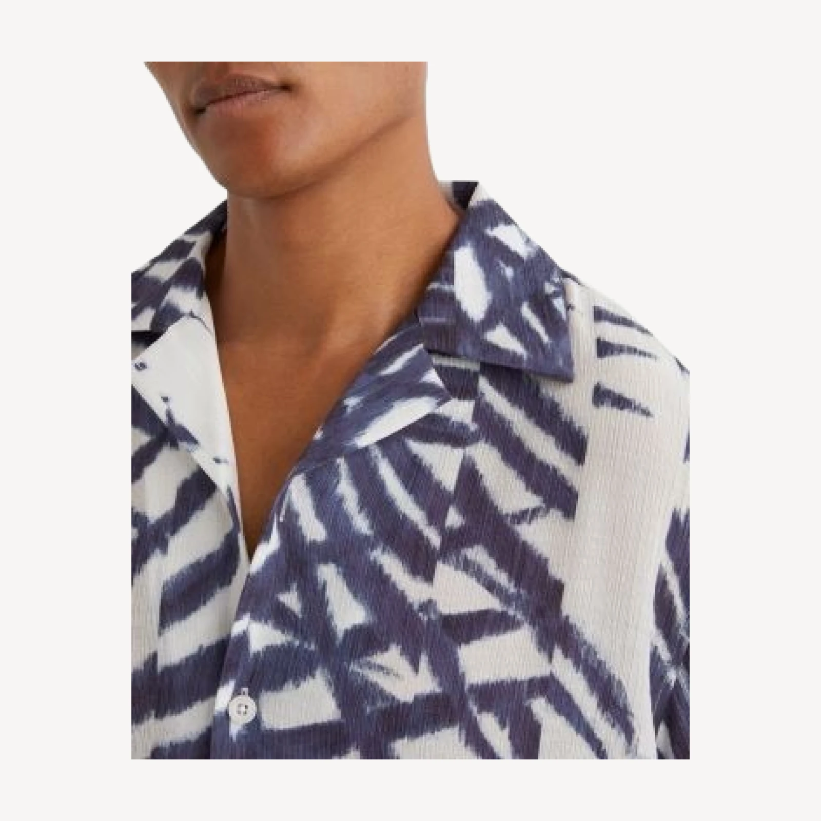 Reiss Shindora Cuban Collar Palm Print Shirt
